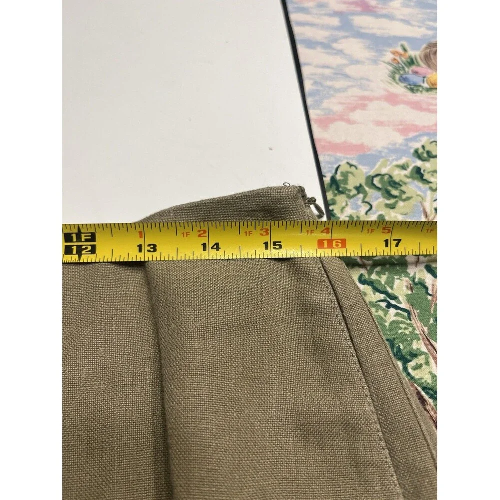 VINTAGE GUNEX Brown A-line Pencil Skirt Linen Women’s Sz 10 - Made In Italy